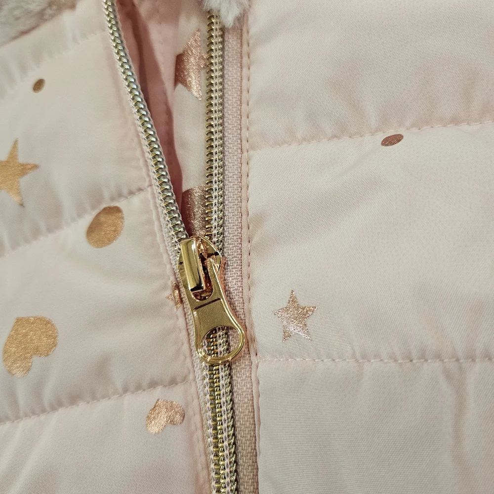 Rothschild Baby Girls Foil Print Zip Up‎ Pram Snowsuit Bib 3-6 Months Faux Fur